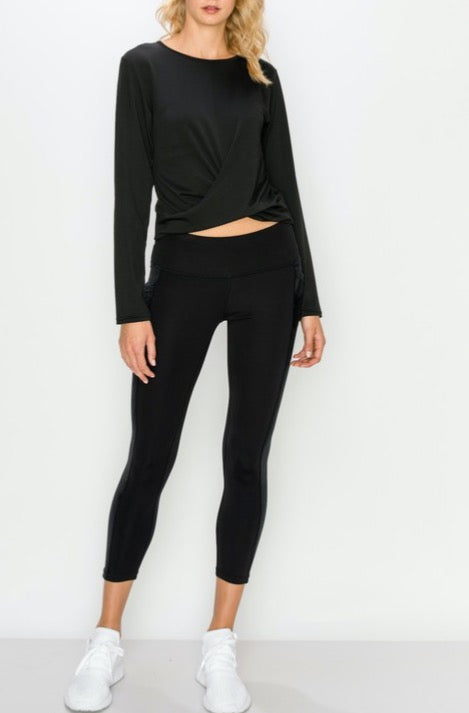 Kimberly C twist front long sleeve lounge top