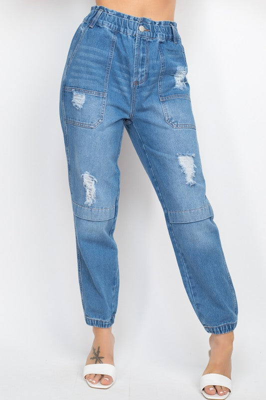 PAPERBAG DISTRESSED DENIM JEANS