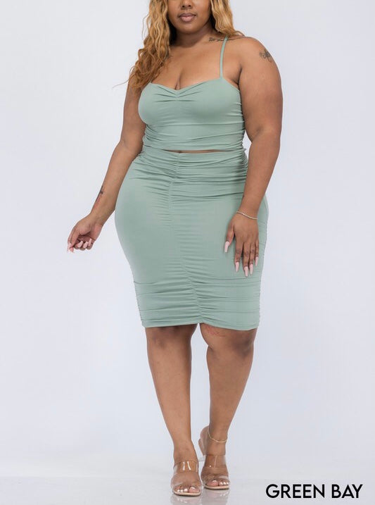 CURVE RUCHED CROP TOP AND SKIRT SET